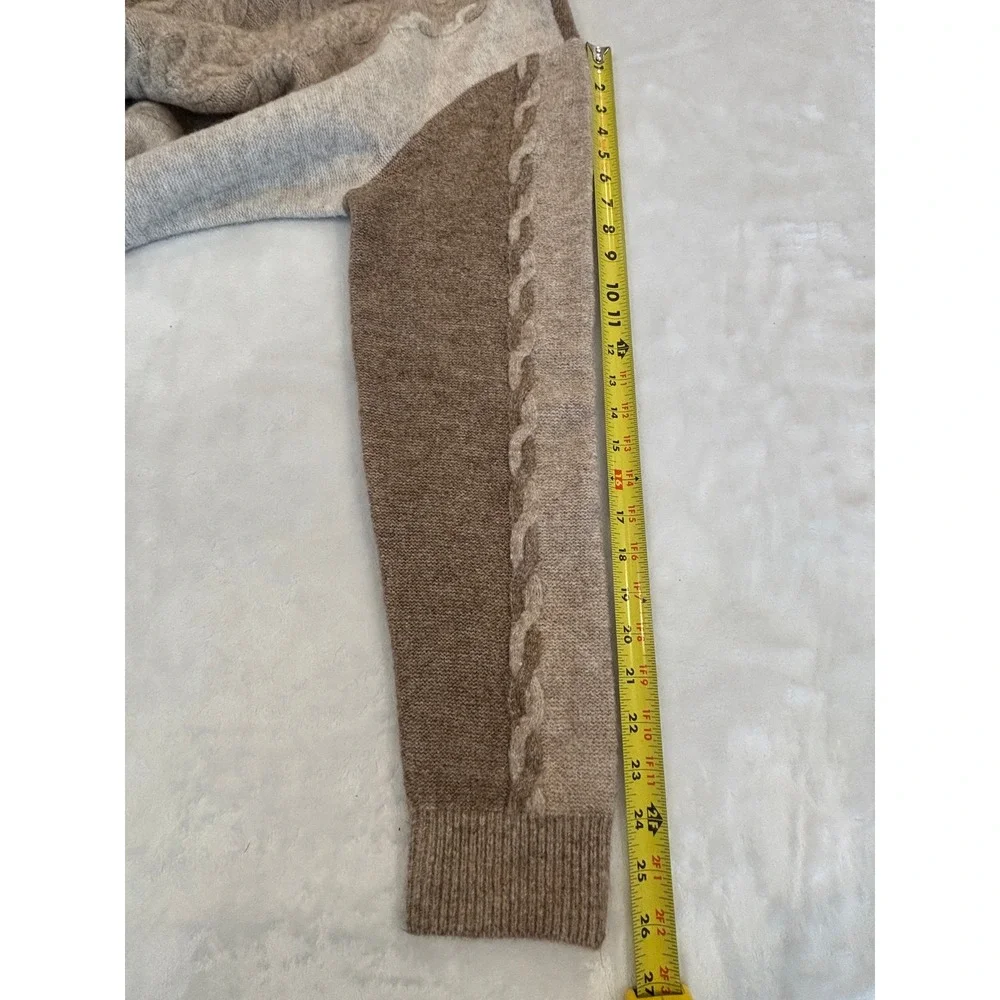 Paisley & Gray Mens XXL Slim Fit Colorblock Cable Knit Crewneck Sweater Brown